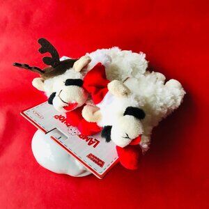 Multipet Holiday Lambchop with Antlers, 6 in, White 2Pc